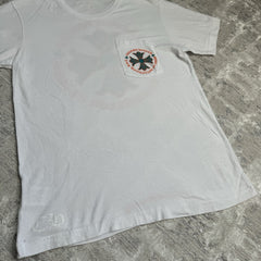 Chrome Hearts Plus Cross Back Logo Short Sleeve Pocket Tee Shirt