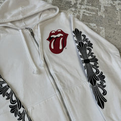 Chrome Hearts Rolling Stones Floral Horseshoe Zip Up Hoodie