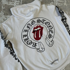 Chrome Hearts Rolling Stones Floral Horseshoe Zip Up Hoodie