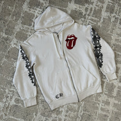 Chrome Hearts Rolling Stones Floral Horseshoe Zip Up Hoodie