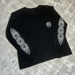 Chrome Hearts Miami Exclusive Floral Sleeve Horseshoe Tee Shirt