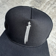 Chrome Hearts Triple Cross Waxed Denim Baseball Hat