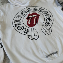 Chrome Hearts Rolling Stones Floral Horseshoe Zip Up Hoodie