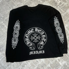 Chrome Hearts Miami Exclusive Floral Sleeve Horseshoe Tee Shirt