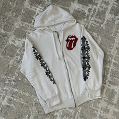 Chrome Hearts Rolling Stones Floral Horseshoe Zip Up Hoodie