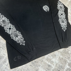 Chrome Hearts Miami Exclusive Floral Sleeve Horseshoe Tee Shirt