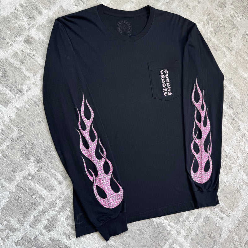 Chrome hearts flame vertical long sleeve shirt - Million Dollar Streetwear