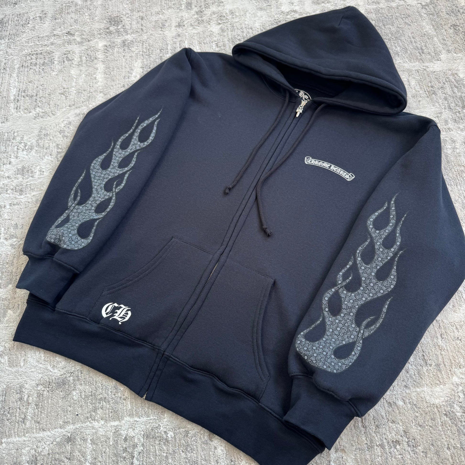 Chrome hearts flame zip up thermal hoodie - Million Dollar Streetwear