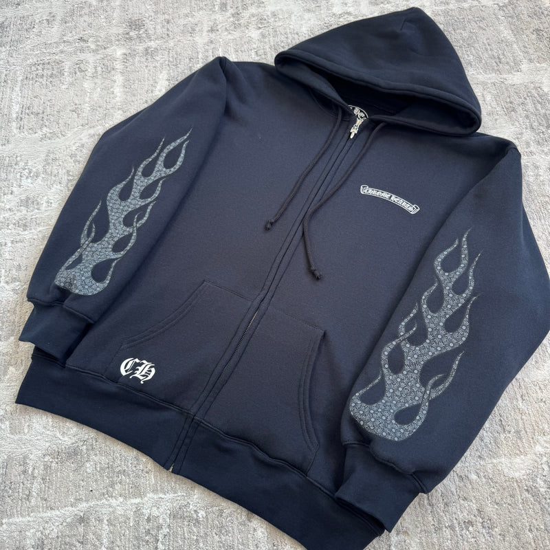 Chrome hearts flame zip up thermal hoodie - Million Dollar Streetwear