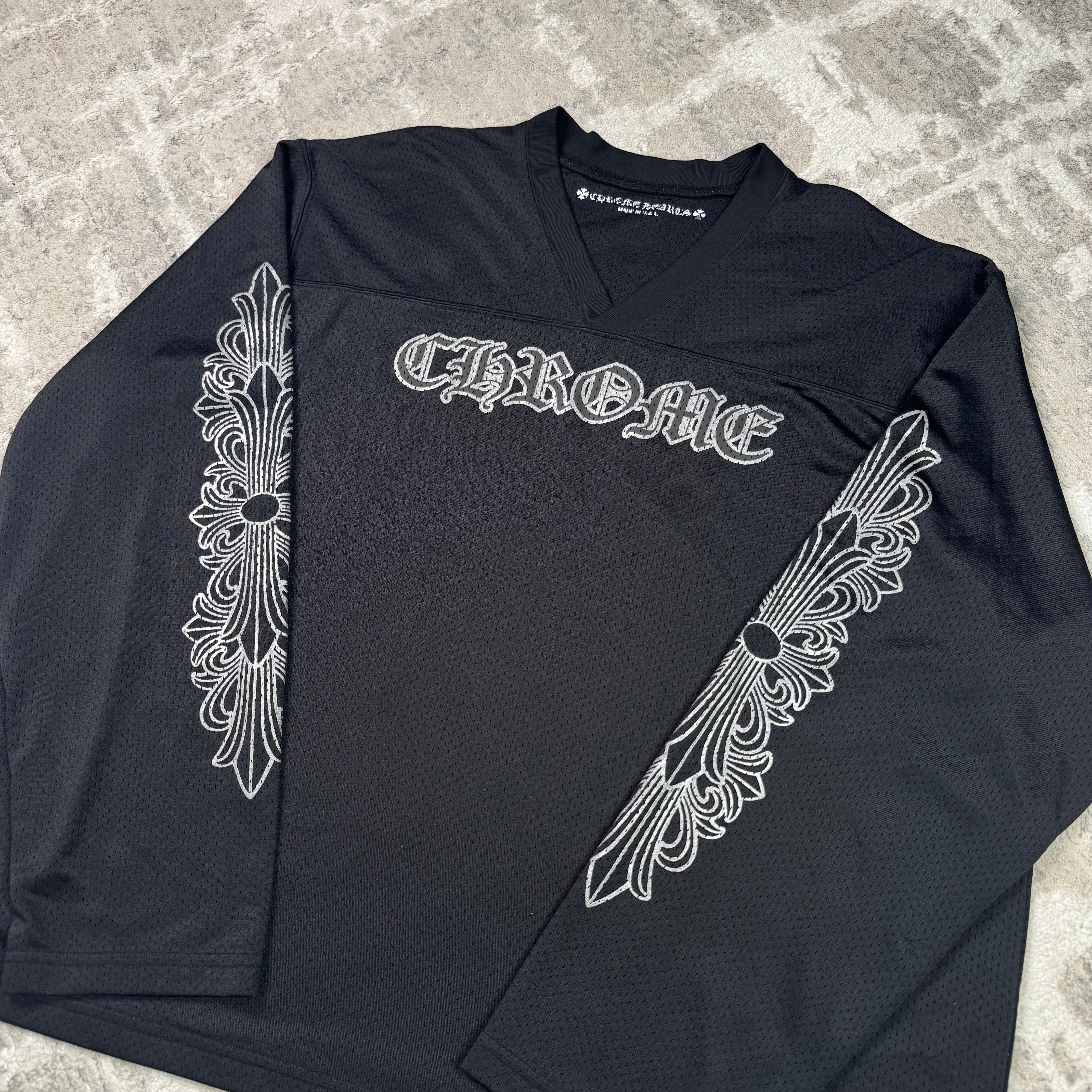 Chrome hearts mesh stadium floral long sleeve jersey - Million Dollar Streetwear