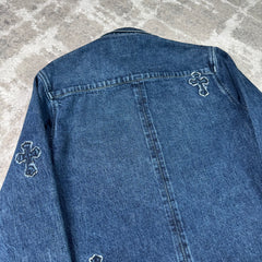Chrome hearts cutout cross patch denim button up shirt - Million Dollar Streetwear