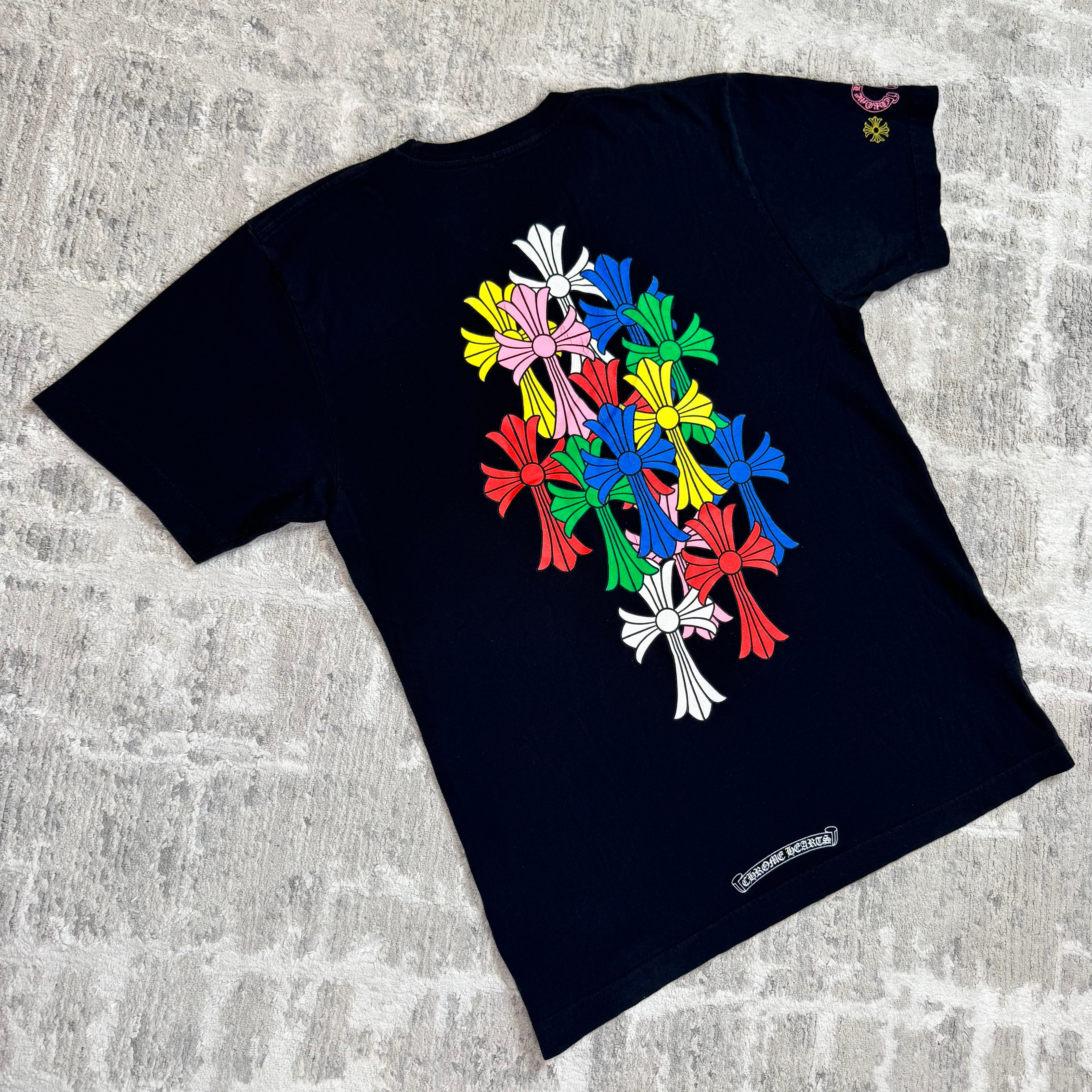 Chrome hearts cemetery multi-color cross short sleeve tee shirt