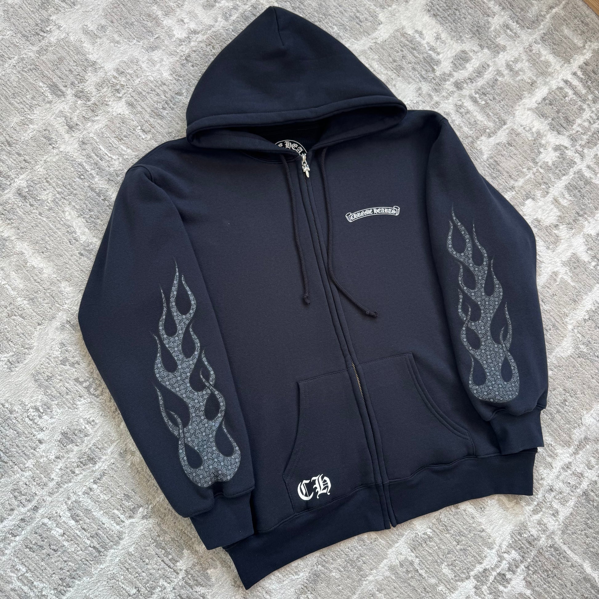 Chrome hearts flame zip up thermal hoodie - Million Dollar Streetwear