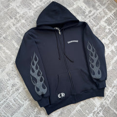 Chrome hearts flame zip up thermal hoodie - Million Dollar Streetwear