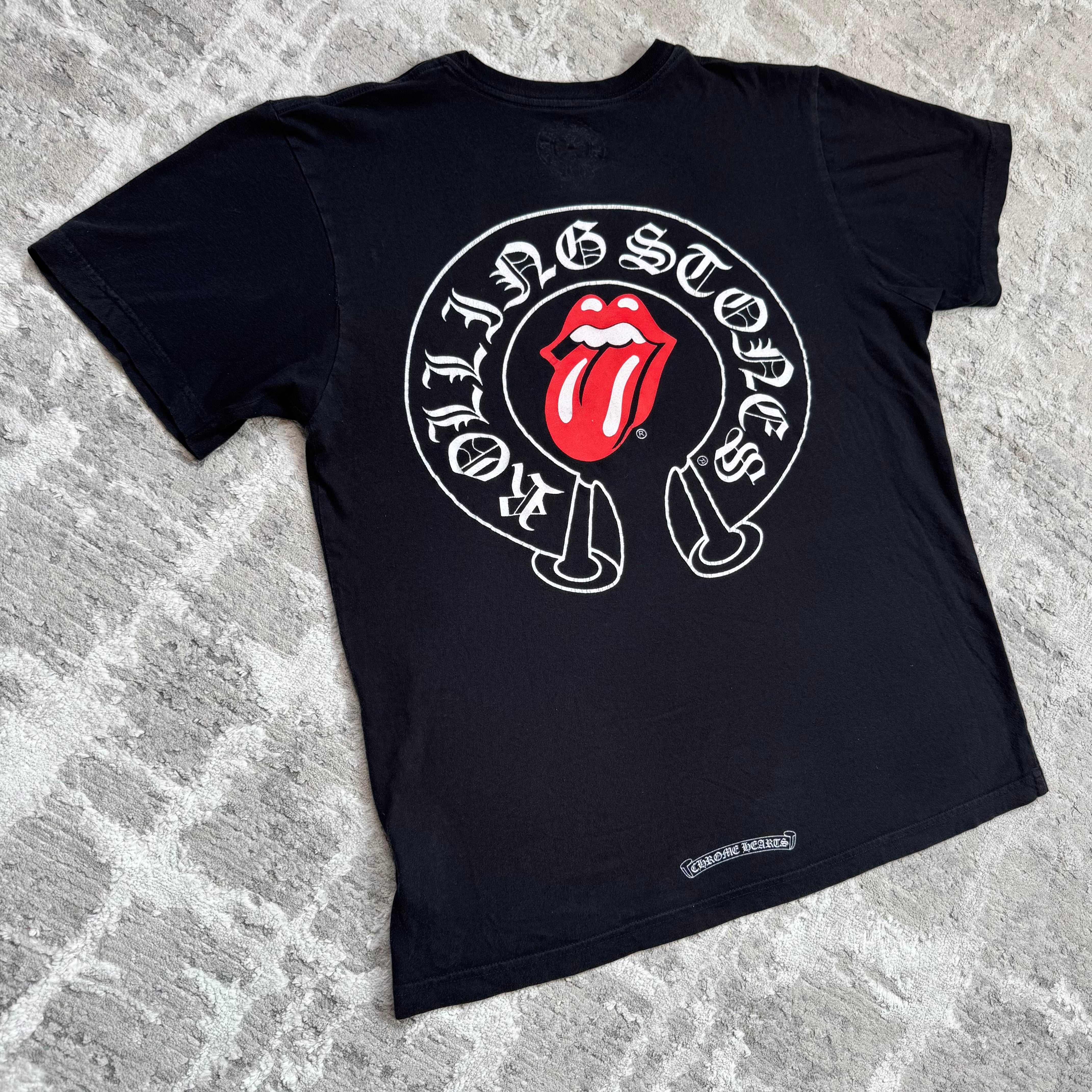 Chrome hearts Rolling Stones horseshoe short sleeve tee shirt
