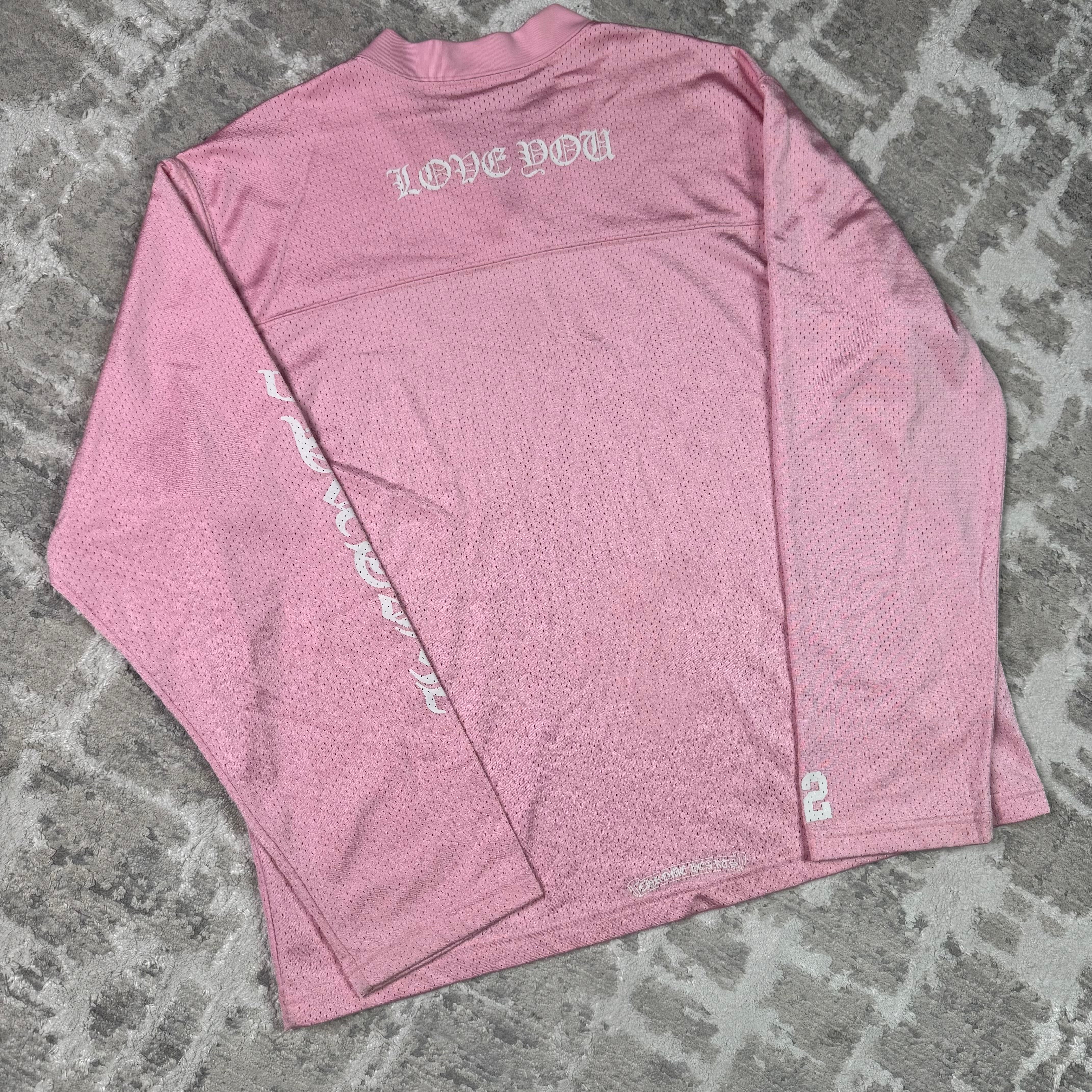 Chrome hearts love you pink mesh long sleeve stadium jersey - Million Dollar Streetwear