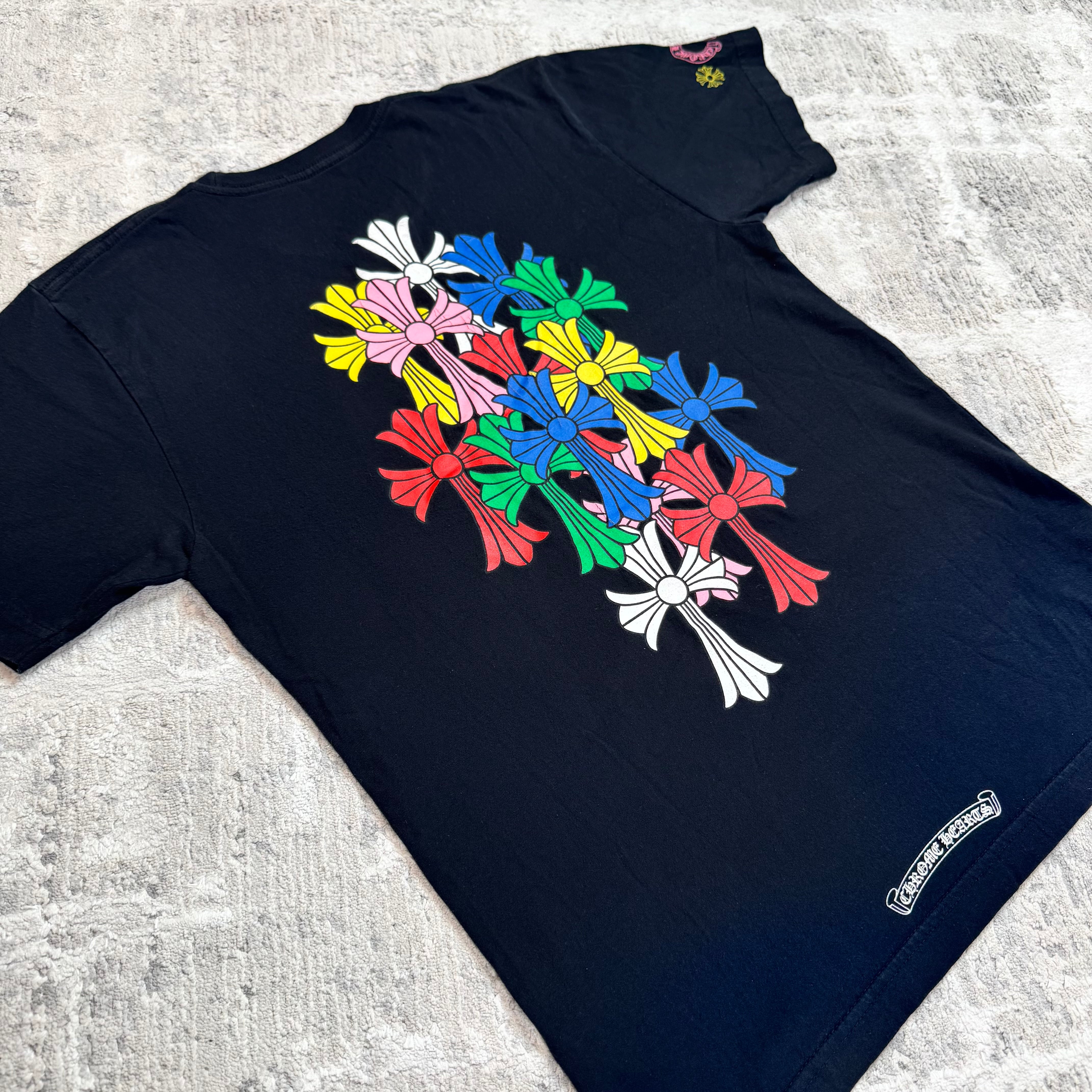Chrome hearts cemetery multi-color cross short sleeve tee shirt