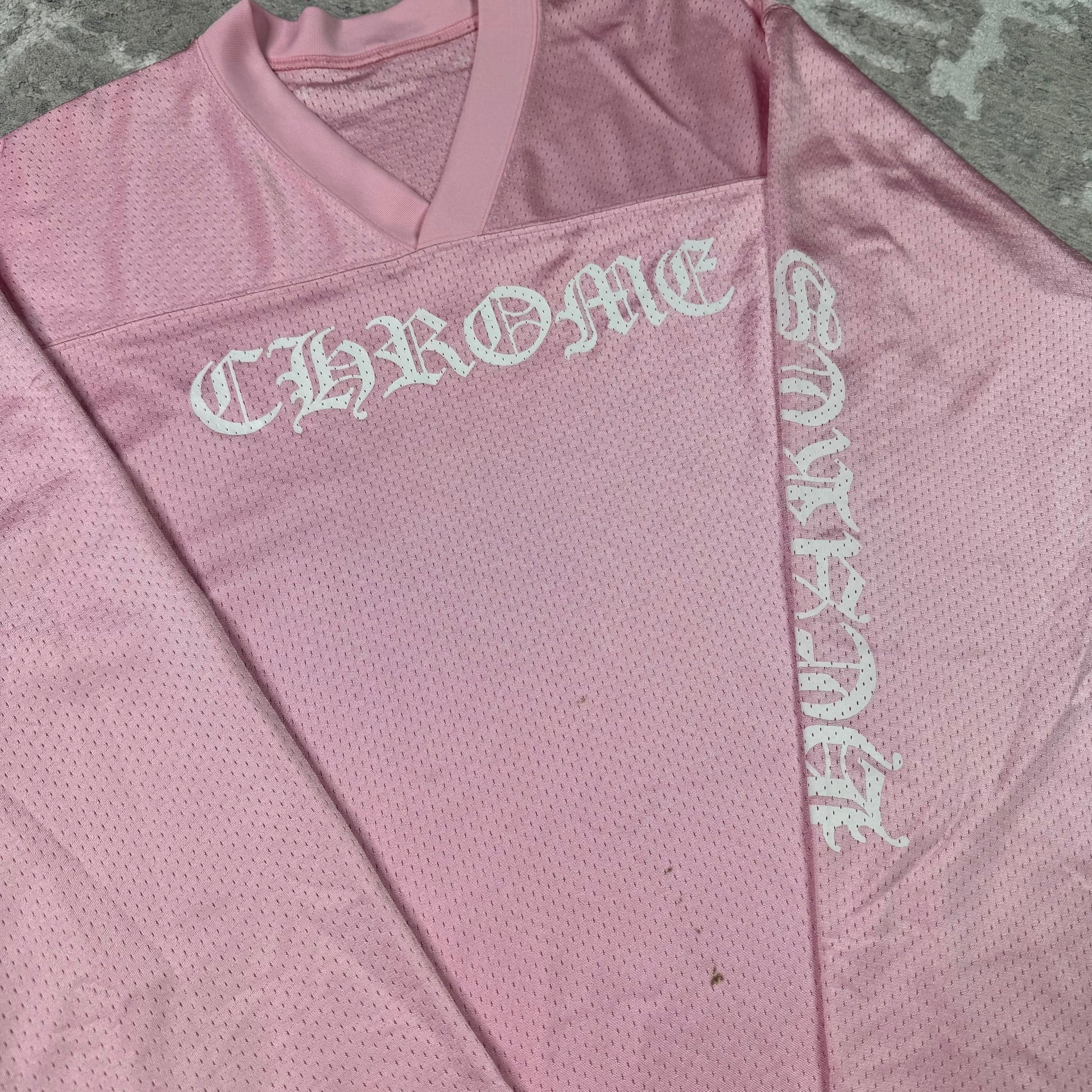 Chrome hearts love you pink mesh long sleeve stadium jersey - Million Dollar Streetwear