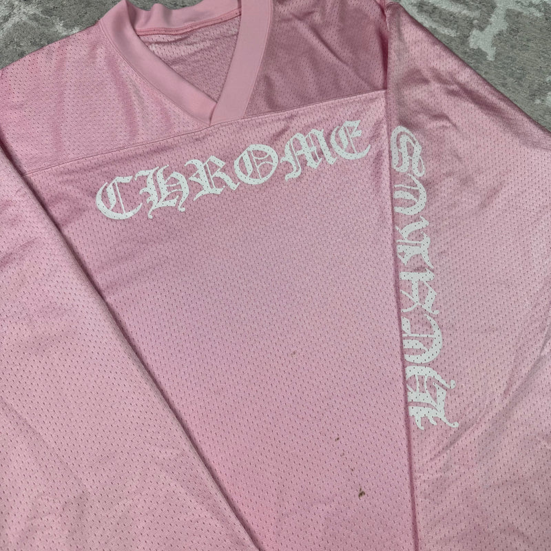 Chrome hearts love you pink mesh long sleeve stadium jersey - Million Dollar Streetwear