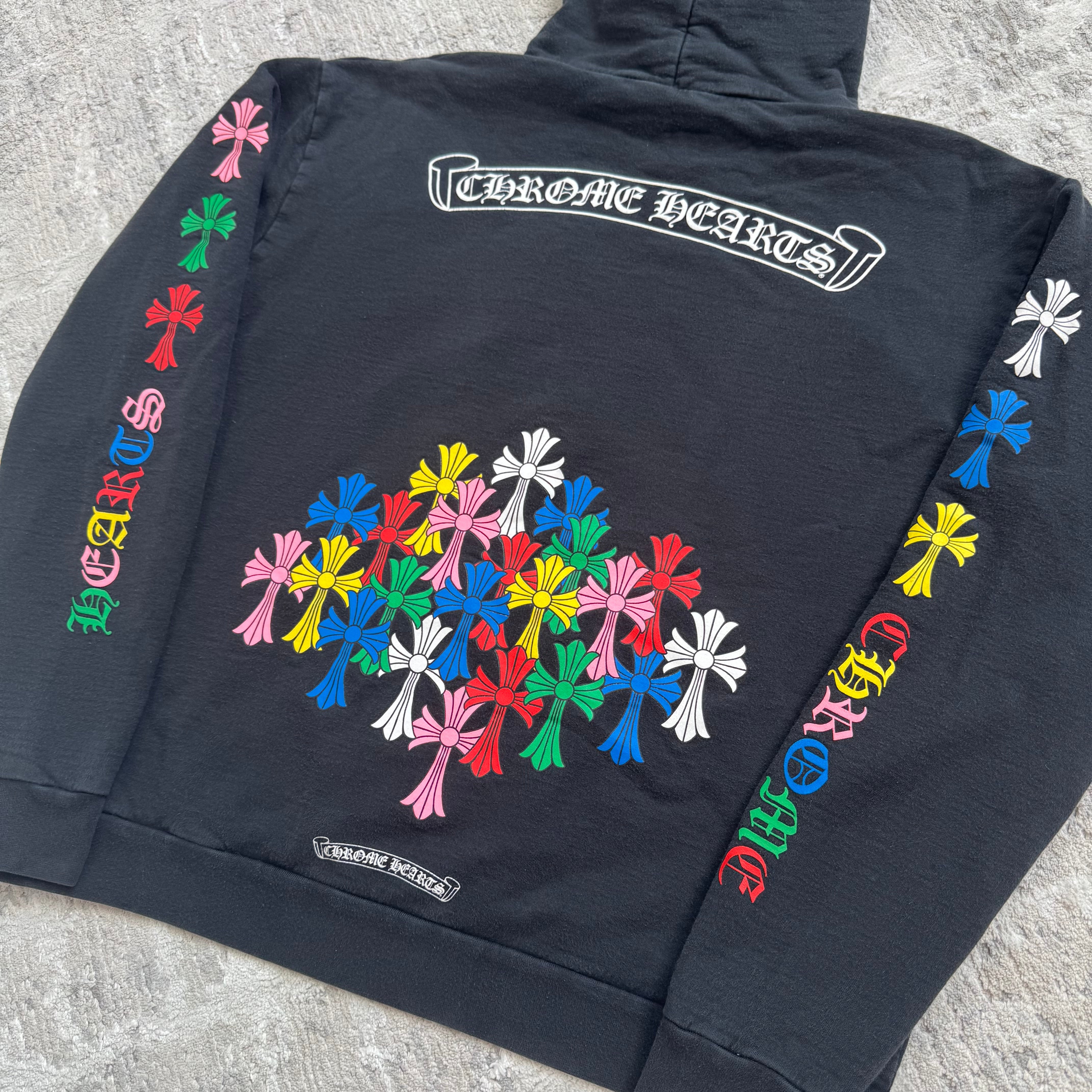 Chrome hearts cemetery multi-color cross pullover hoodie