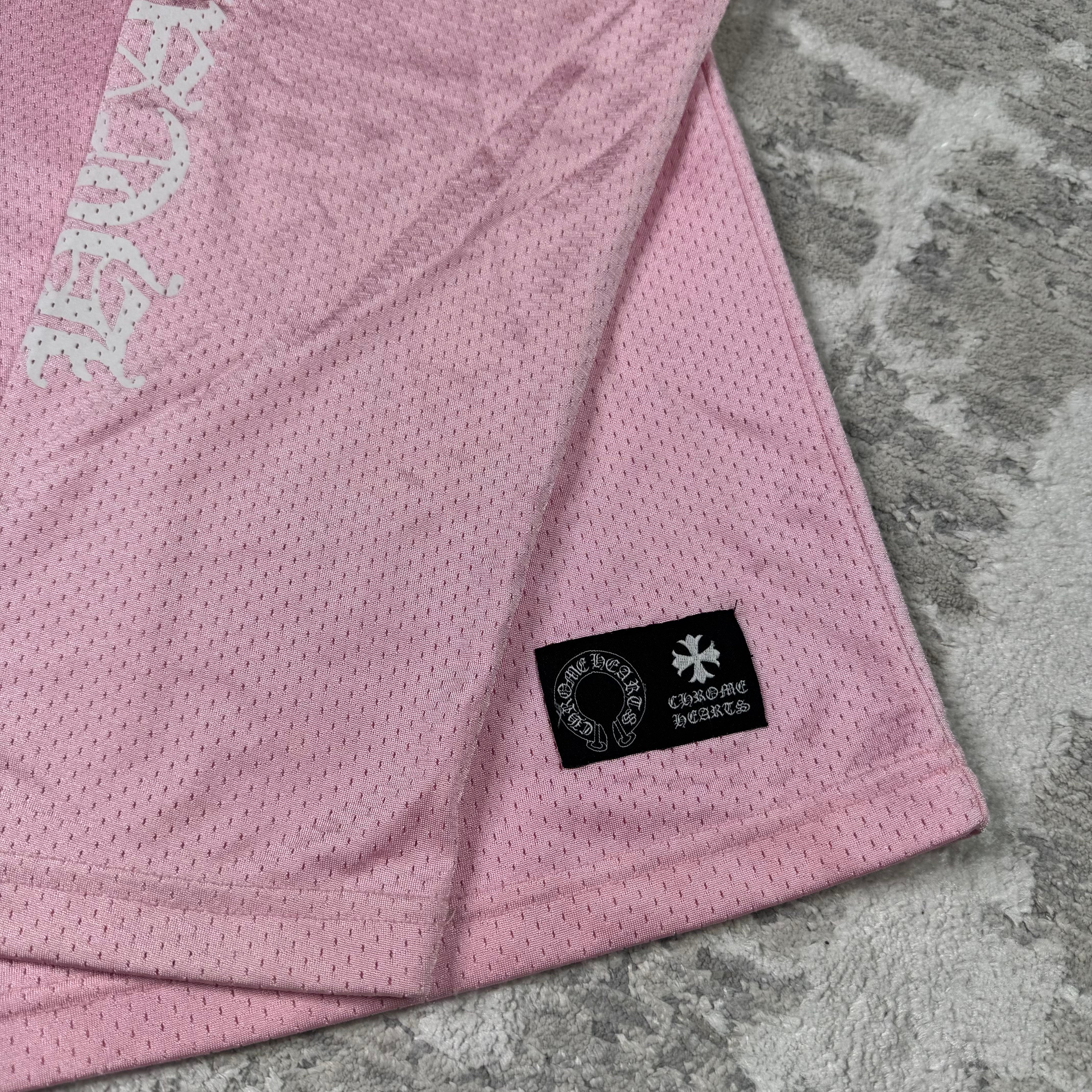 Chrome hearts love you pink mesh long sleeve stadium jersey - Million Dollar Streetwear