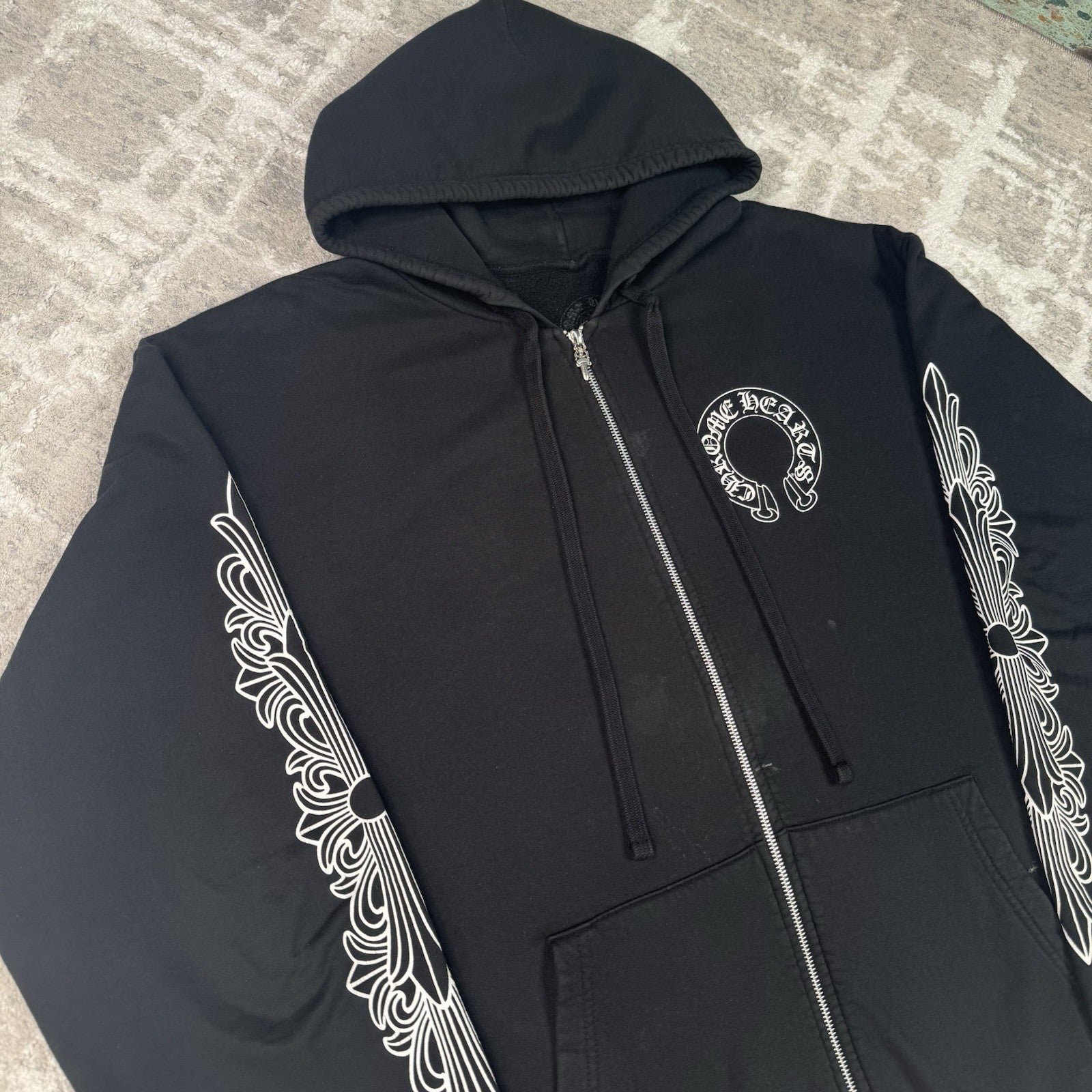Chrome Hearts Horseshoe Floral Zip Up Hoodie 