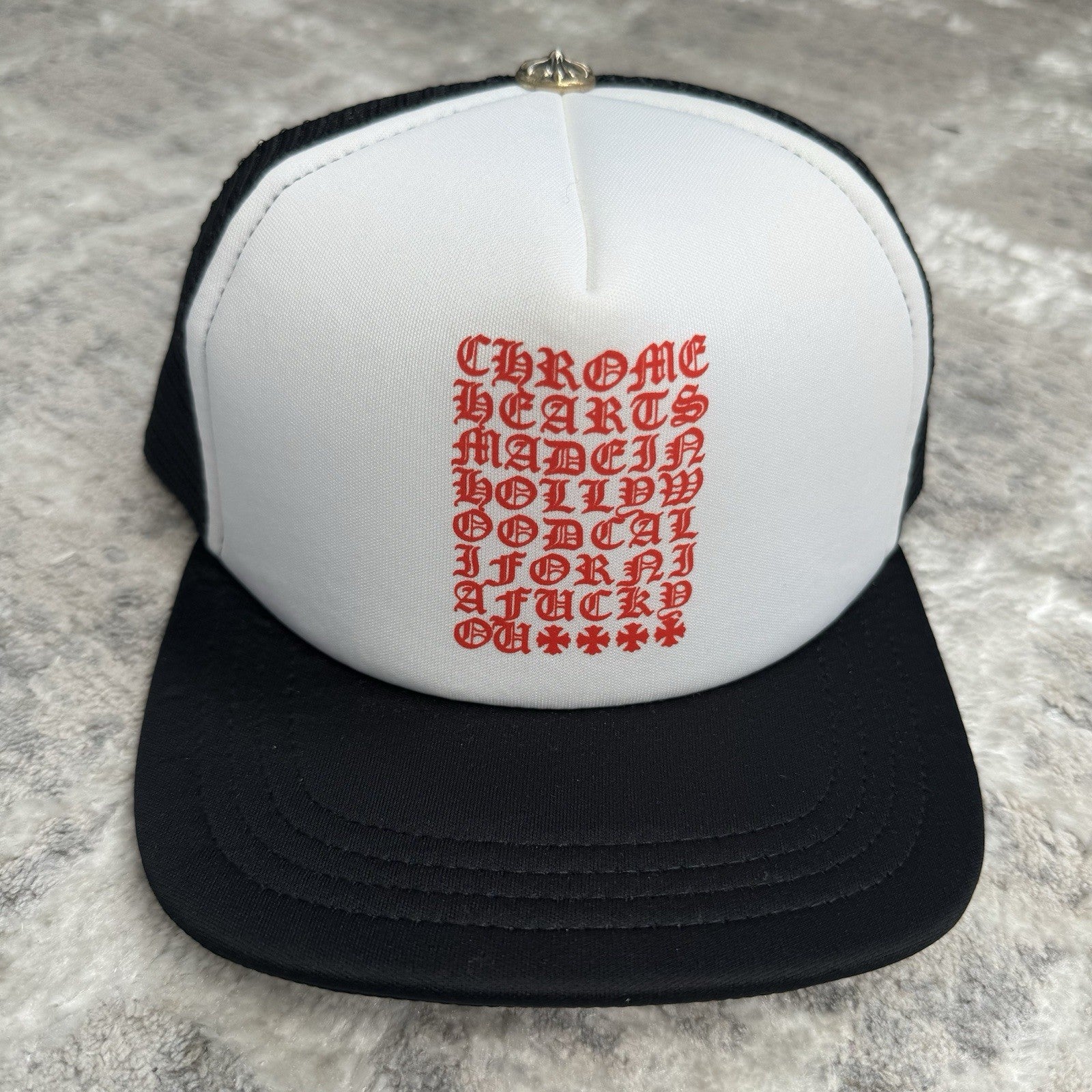 Chrome Hearts Eye Chart Logo Trucker Hat
