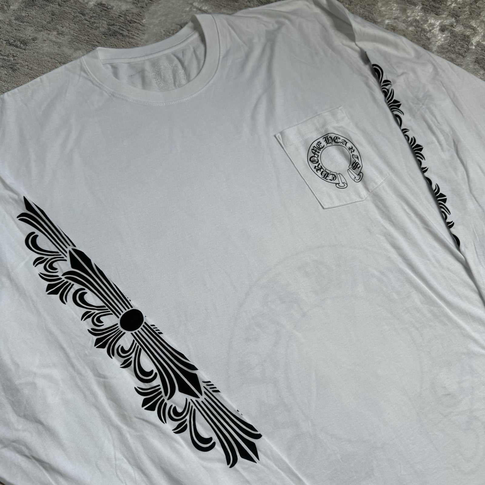 Chrome Hearts Floral Horseshoe Long Sleeve Pocket Tee Shirt 