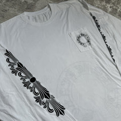 Chrome Hearts Floral Horseshoe Long Sleeve Pocket Tee Shirt 