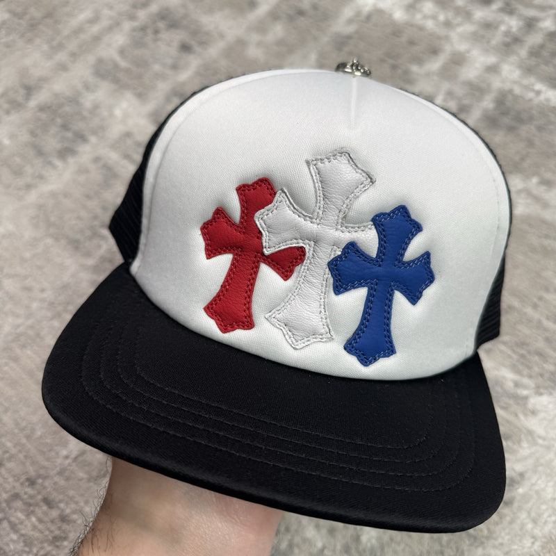 Chrome Hearts 4th Of July Leather Triple Cross Trucker Hat