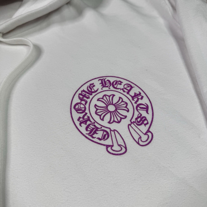 Chrome Hearts Purple Glitter Online Exclusive Horseshoe Pullover Hoodie 