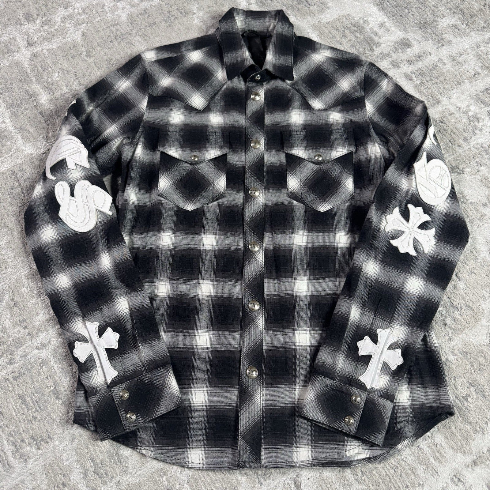 Chrome Hearts Guns N Roses Leather Button Up 