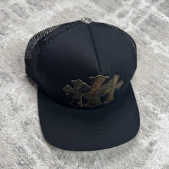 Chrome Hearts Camo Leather Triple Cross Trucker Hat