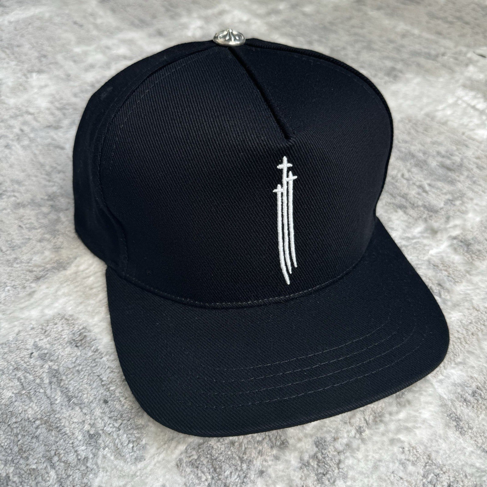Chrome Hearts Triple Cross Waxed Denim Baseball Hat