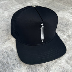 Chrome Hearts Triple Cross Waxed Denim Baseball Hat