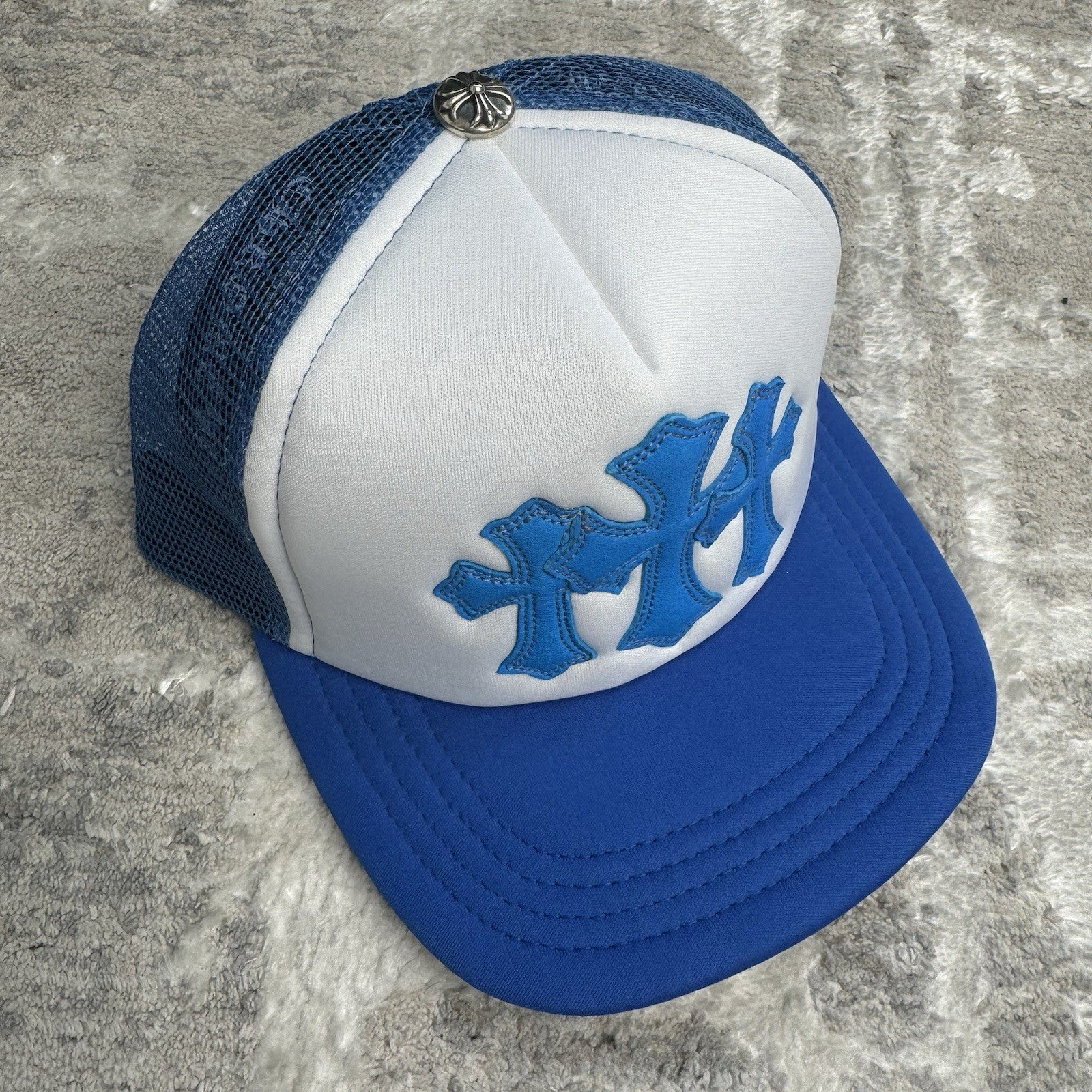 Chrome Hearts Leather Cross Patch Trucker Hat 