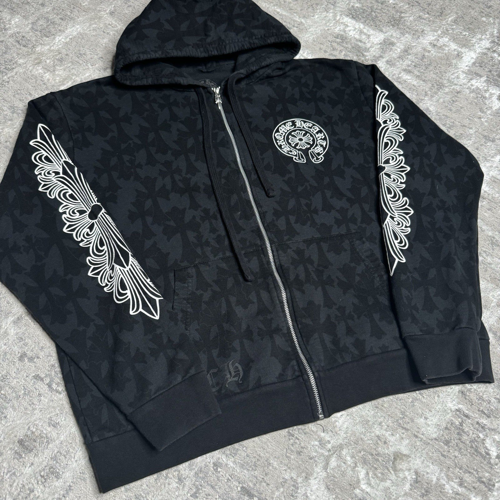 Chrome Hearts Cemetery Cross Zip Up Hoodie 