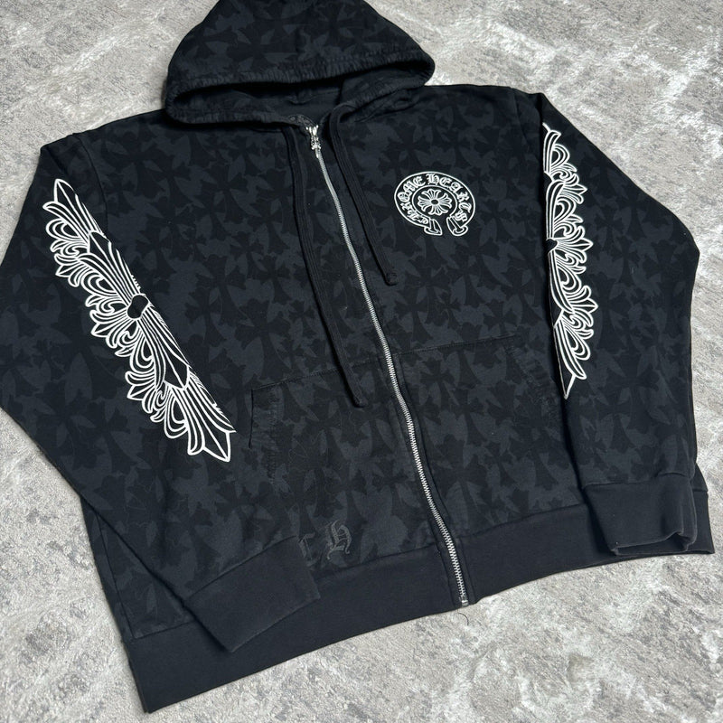 Chrome Hearts Cemetery Cross Zip Up Hoodie 