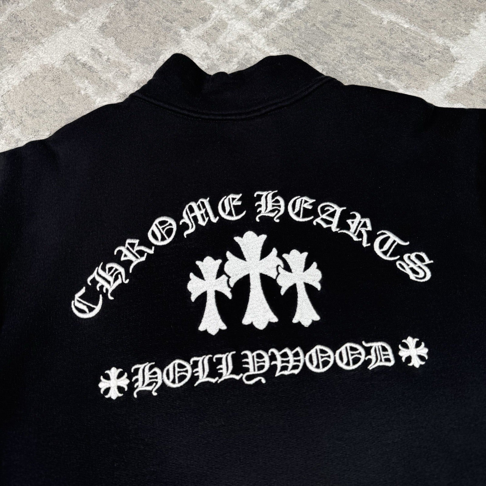 Chrome Hearts King Taco Triple Cross Embroidered Quarter Zip Up Pullover 