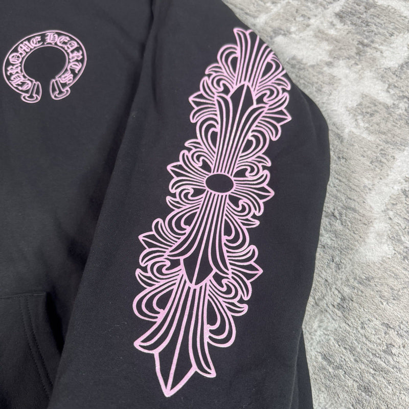 Chrome Hearts Friends And Family Pink Glitter Floral Pullover Hoodie