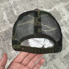Chrome Hearts Camo Triple Cross Patch Cemetery Trucker Hat