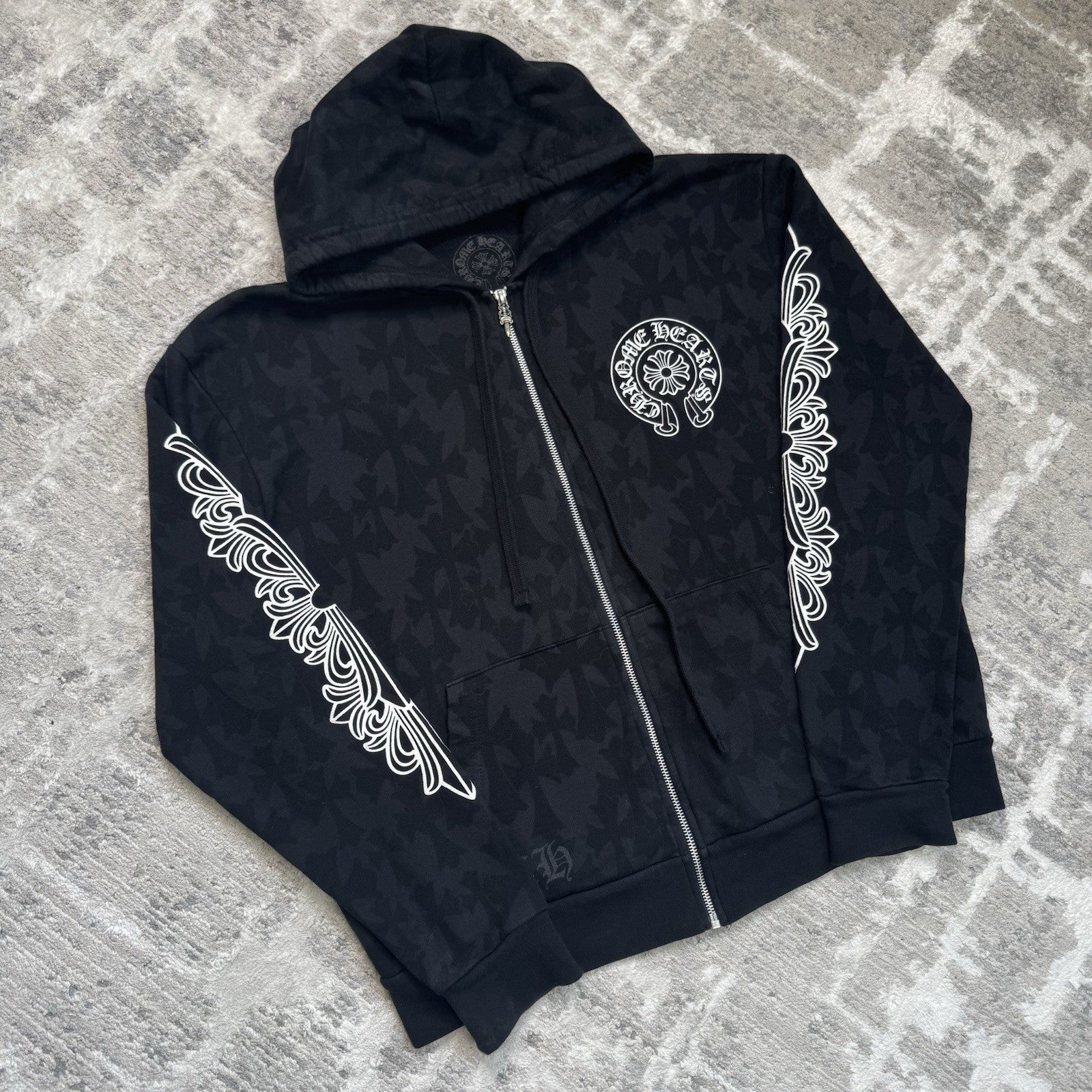 Chrome Hearts Cemetery Cross Monogram Zip Up Hoodie 