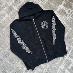 Chrome Hearts Cemetery Cross Monogram Zip Up Hoodie 