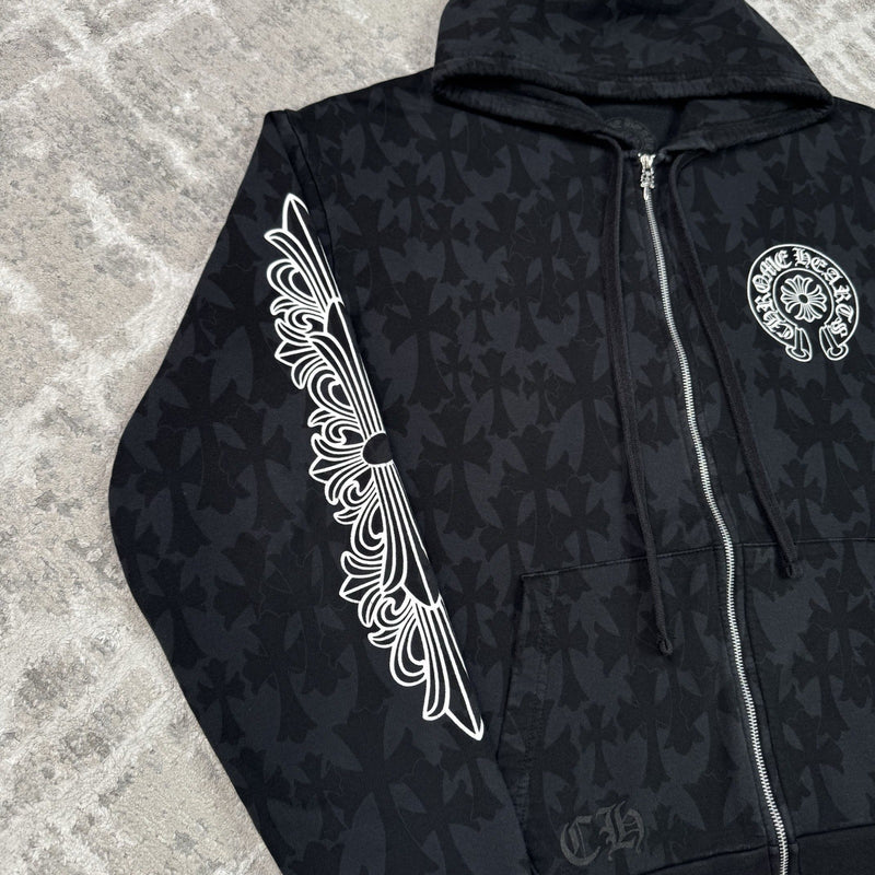 Chrome Hearts Cemetery Monogram Scroll Zip Up Hoodie 