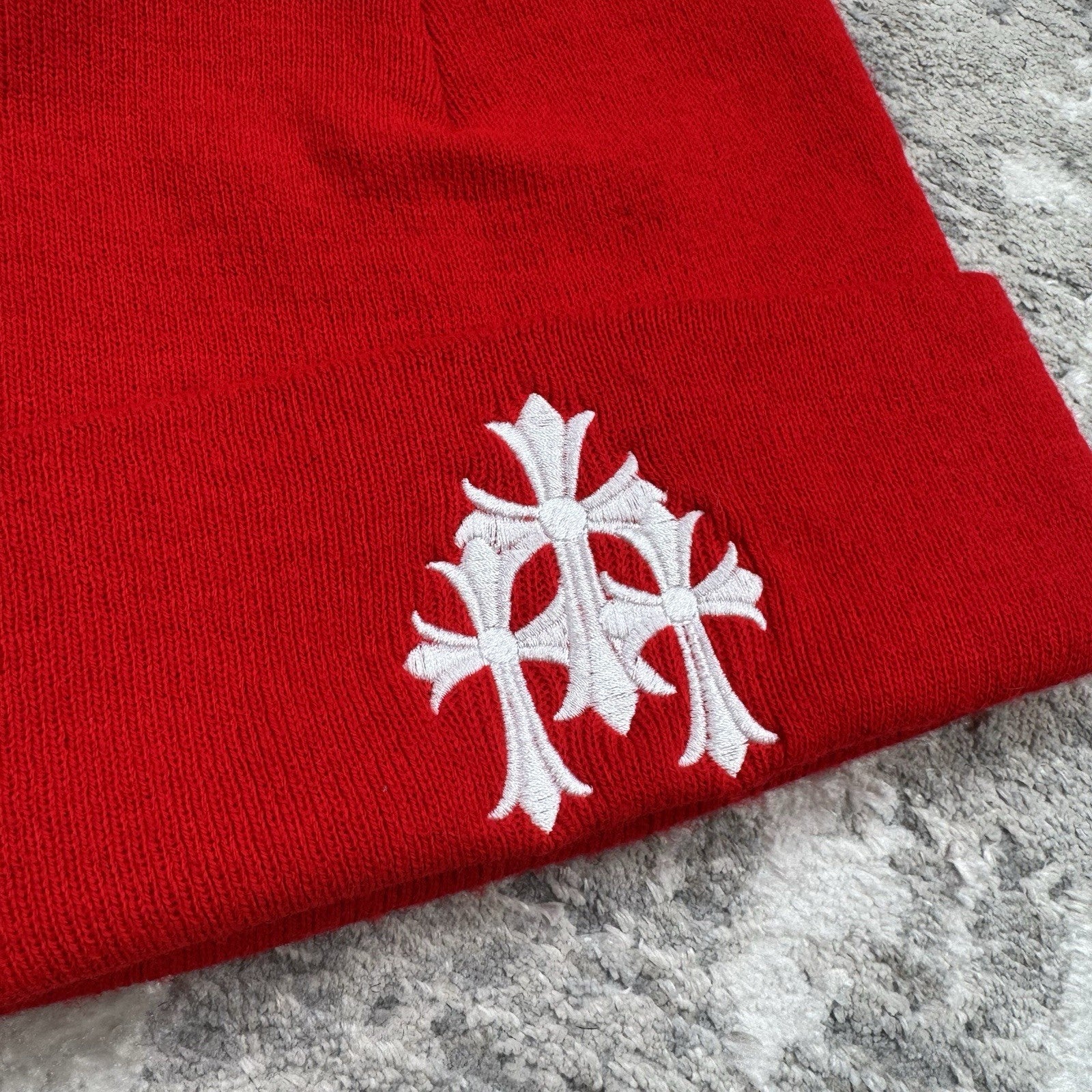 Chrome Hearts Triple Cross Embroidered Logo Beanie Hat