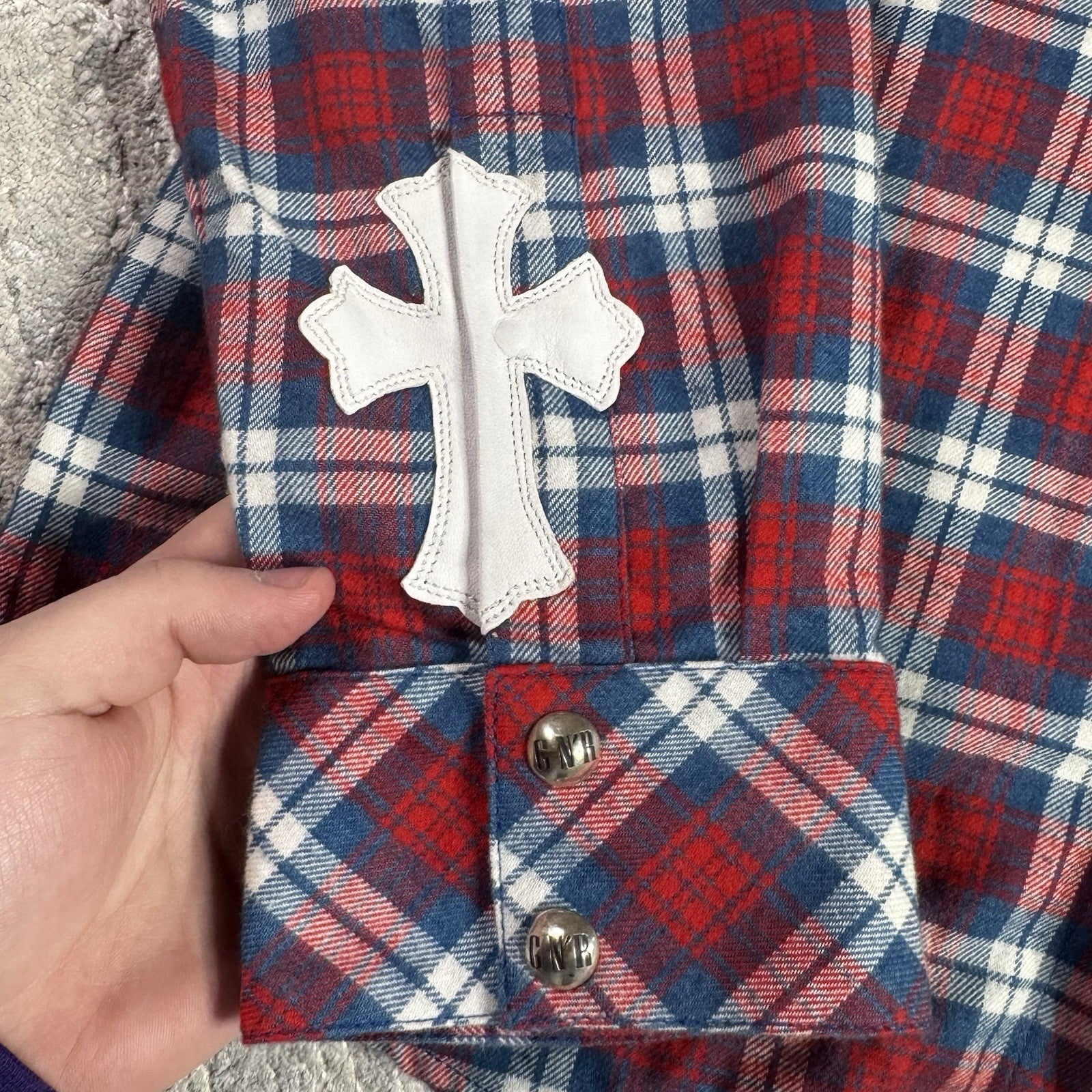 Chrome Hearts Guns N Roses Leather Patch Button Up 