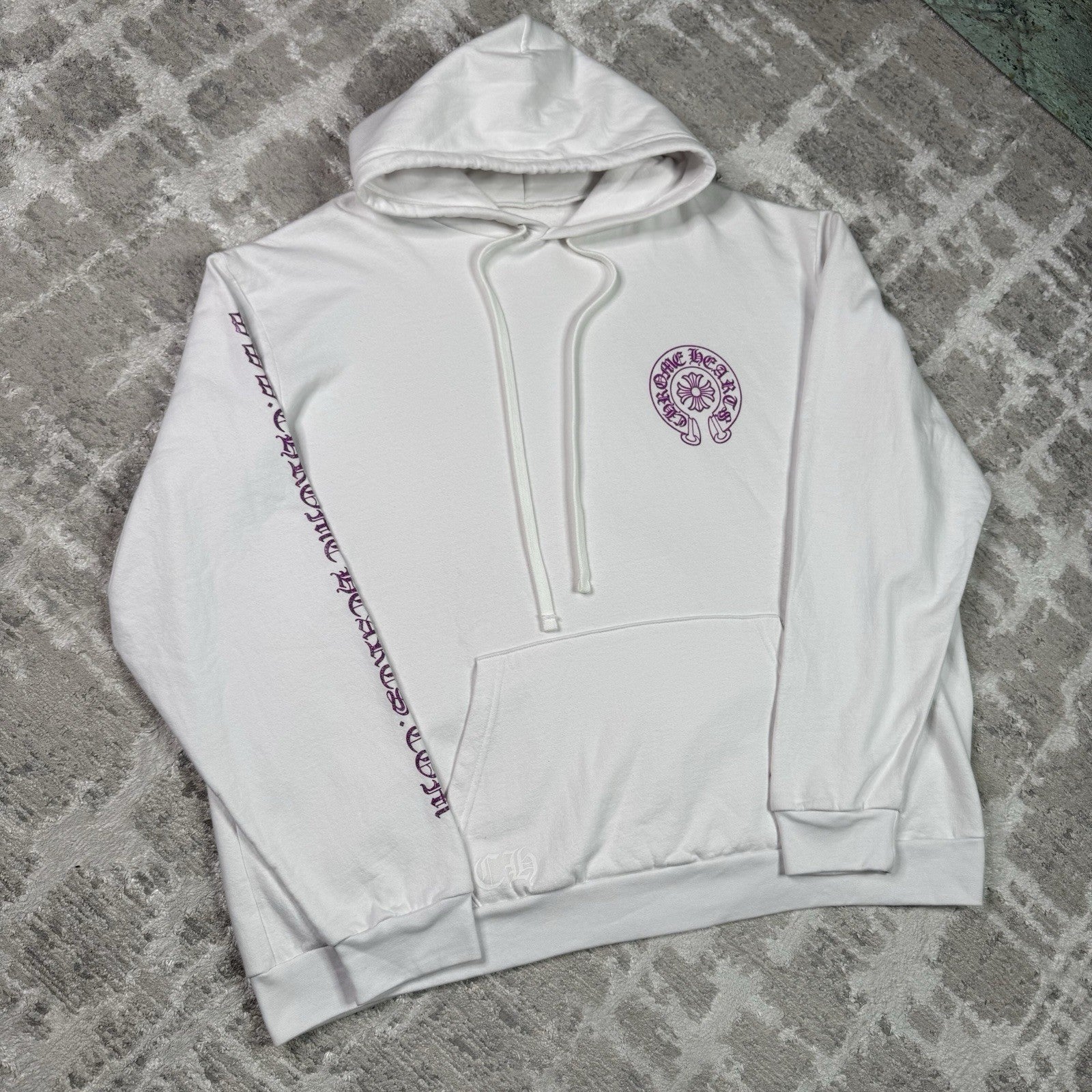 Chrome Hearts Purple Glitter Online Exclusive Horseshoe Pullover Hoodie 