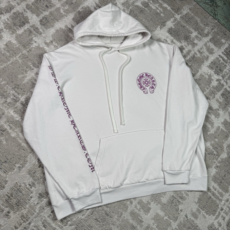 Chrome Hearts Purple Glitter Online Exclusive Horseshoe Pullover Hoodie 