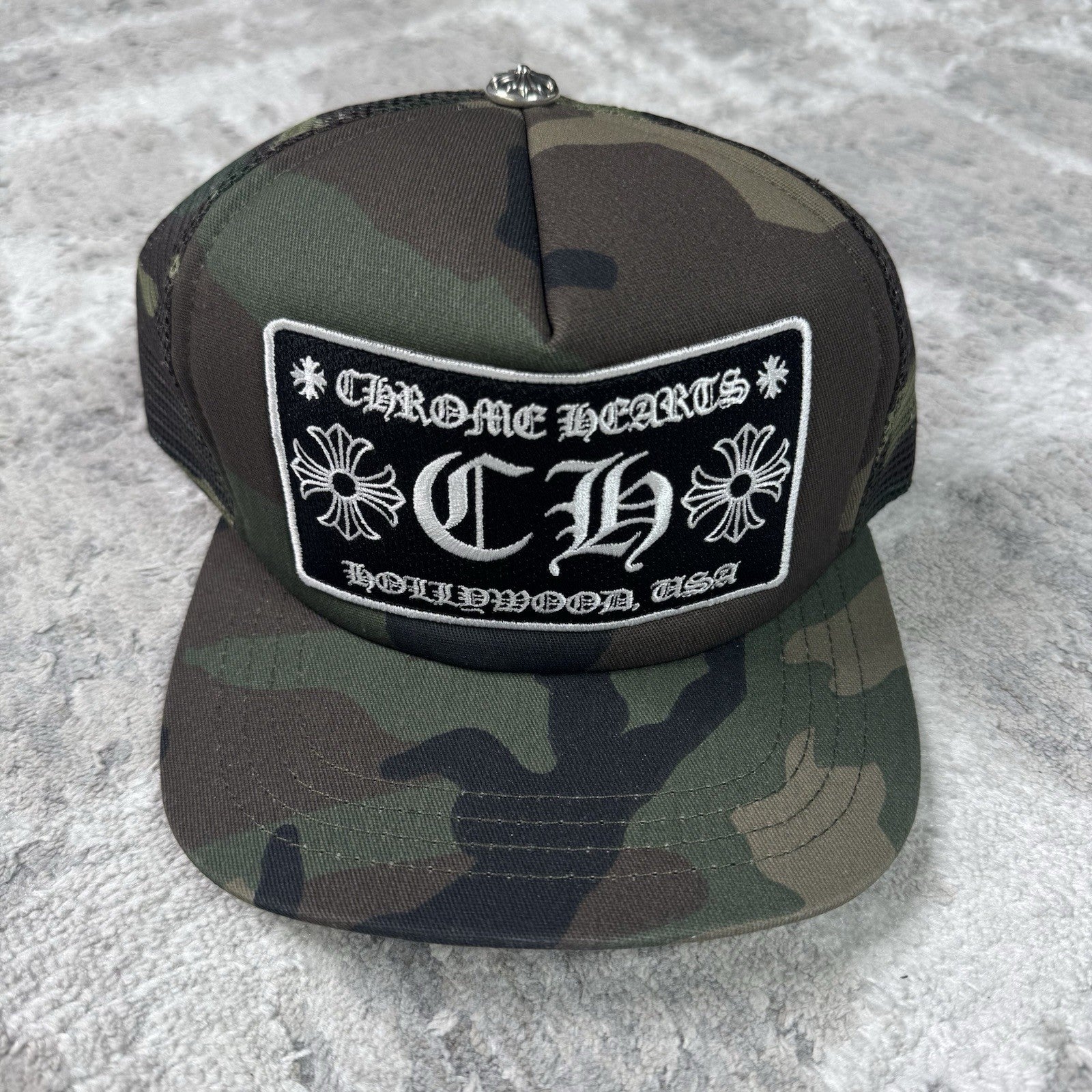 Chrome hearts Hollywood CH Green Camo Trucker Hat