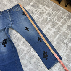 Chrome Hearts Levi 501 Leather Patch Cross Denim Jeans 